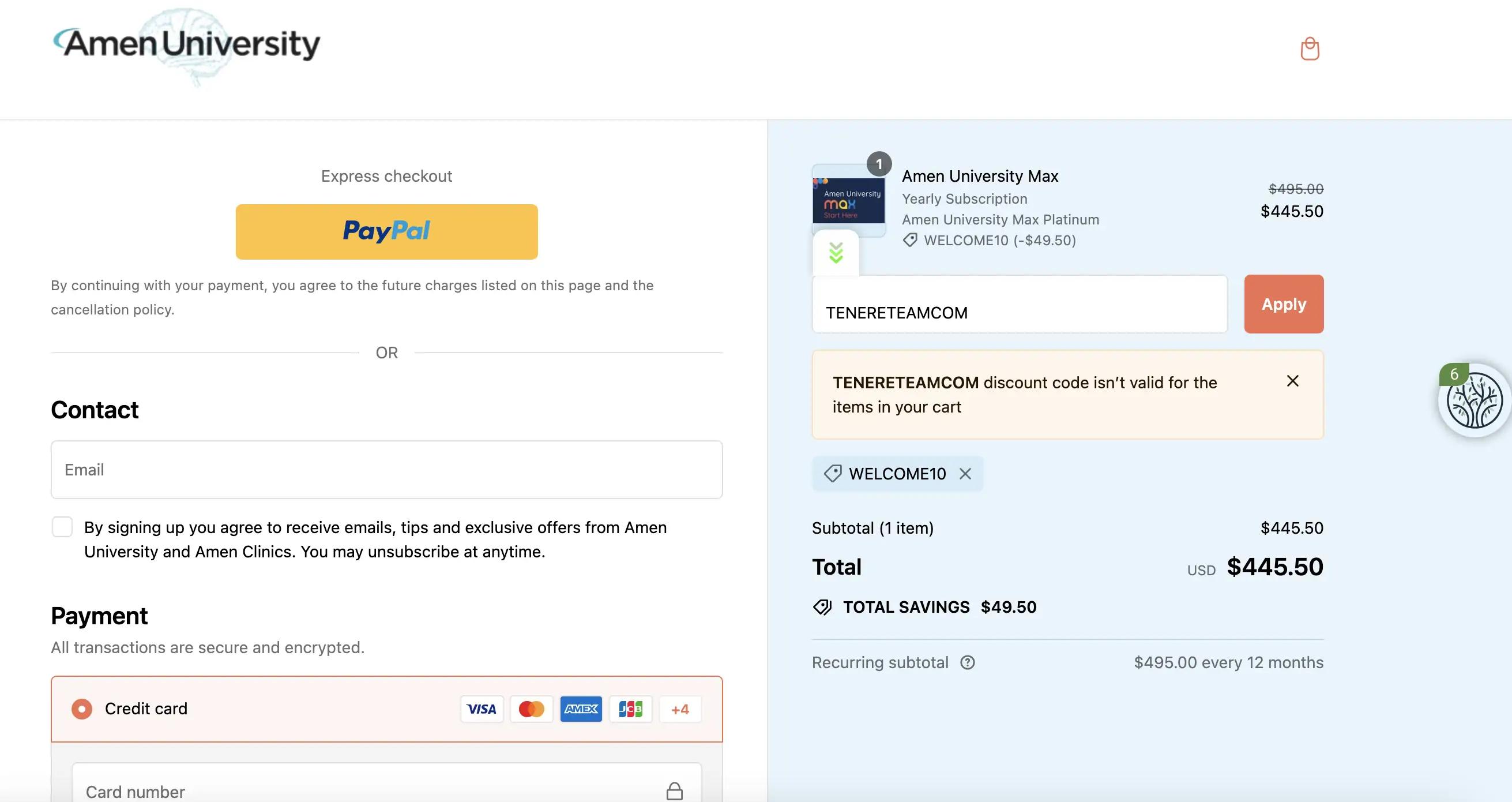 How to apply Amen University coupon code